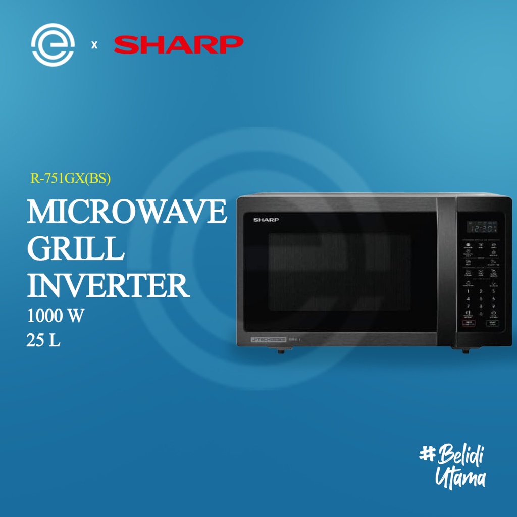 Jual SHARP Microwave Grill Inverter 25 Liter R-751GX(BS) | Shopee Indonesia