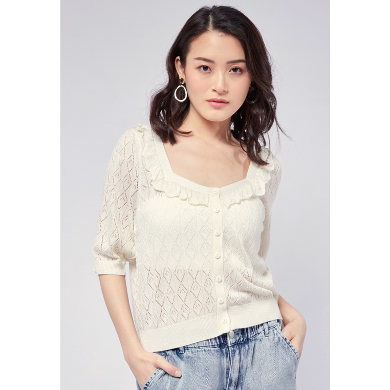 Jual ET CETERA Puff Sleeve Knit Top with Ruffle Details | Shopee Indonesia