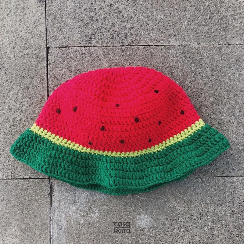 Jual (PreOrder) Watermelon Bucket Hat Crochet Handmade Topi Rajutan