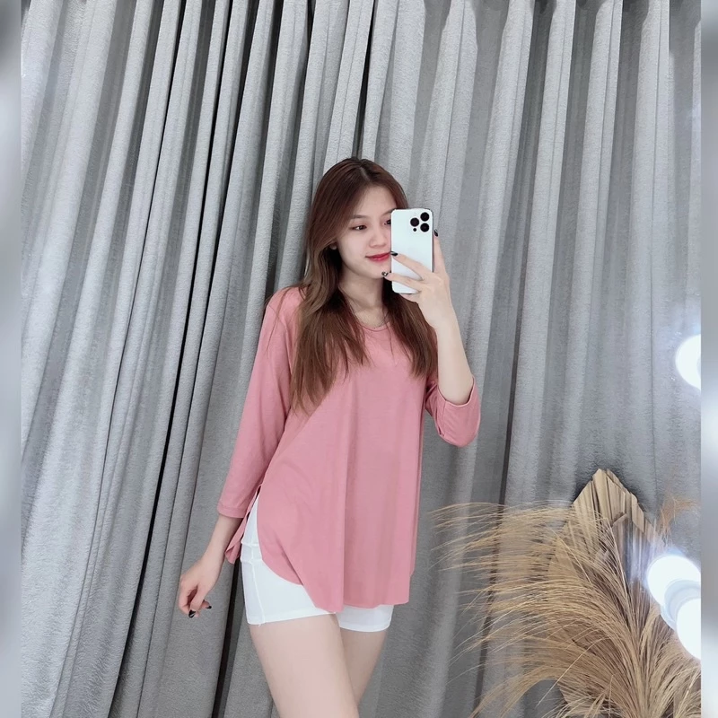 Gambar 5 Kaos Oversize Wanita Adem Banget – Kaos Jumbo Lengan 7/8 Spandek Rayon Stretch & Nyaman