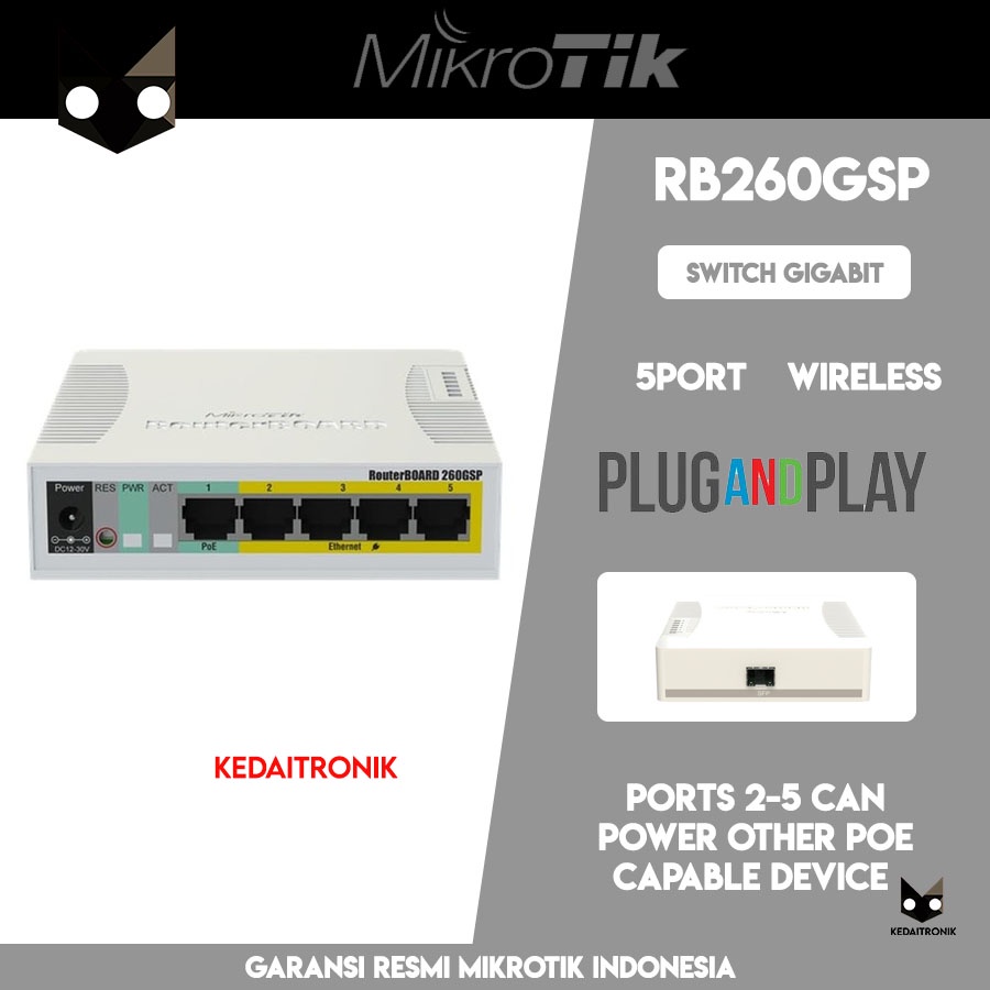 Jual Mikrotik RB 260GSP Switch Gigabit 5 port RB260GSP Ethernet Smart ...
