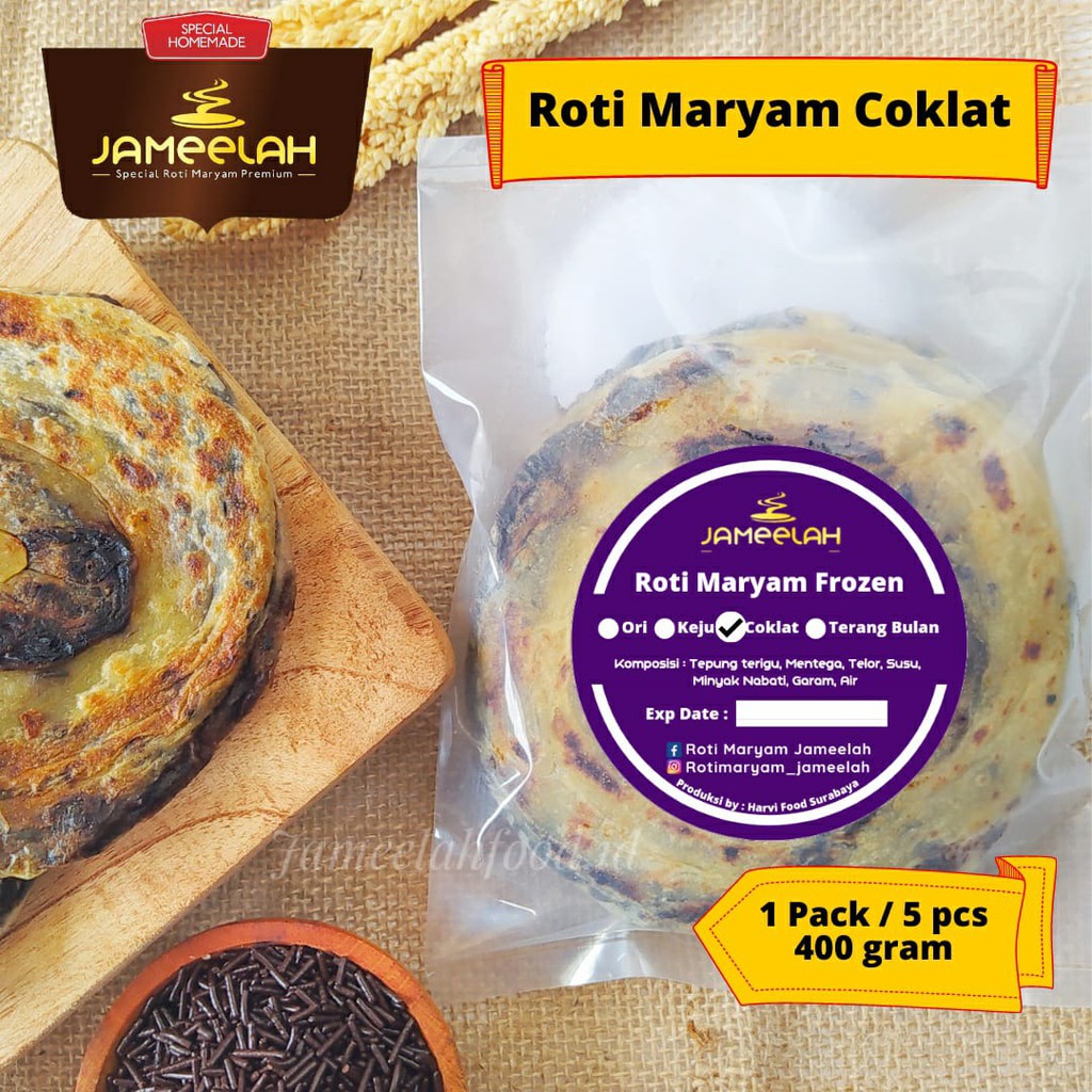 Jual Roti Maryam Cokelat Isi 5 Pcs Per Pack Roti Canai Cane