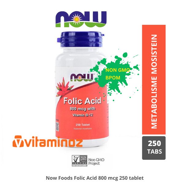 Jual Now Foods Folic Acid 800 Mcg With Vitamin B12 - 250 Tablet ...