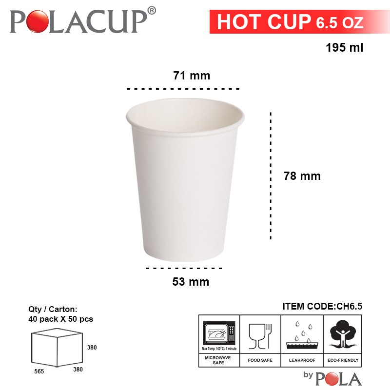 Jual Pola Paper Hot Cup 65 Oz Gelas Kertas 200 Ml 50pcs Shopee Indonesia 8609