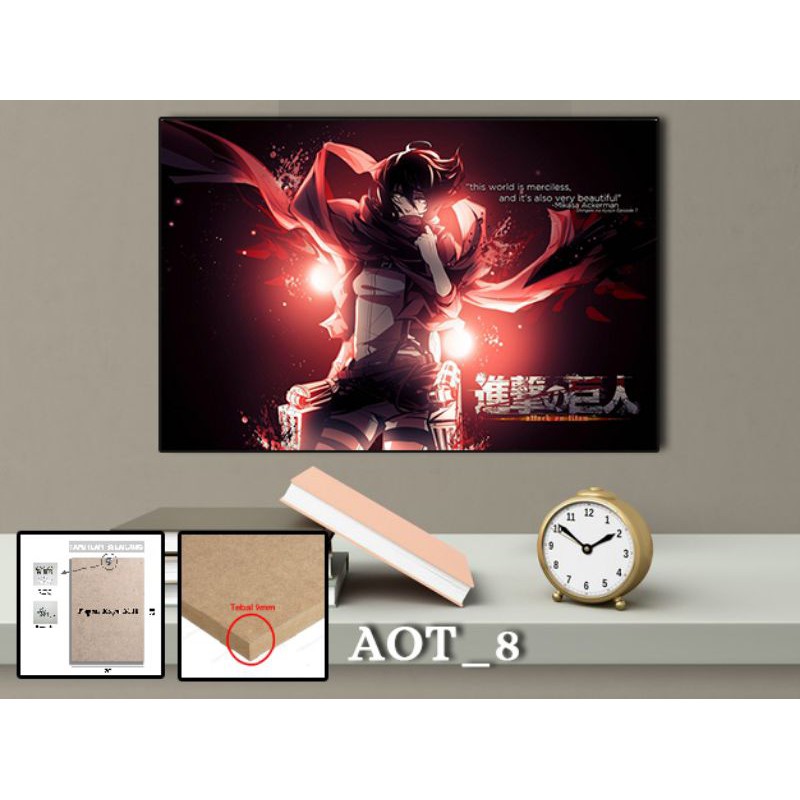 Jual Poster Anime Attack on Titan/Hiasan Dinding kayu 6mm/Poster Anime