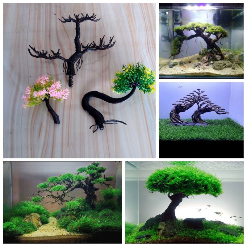 Jual Dekorasi aquarium aquascape batang bonsai hias artificial imitasi