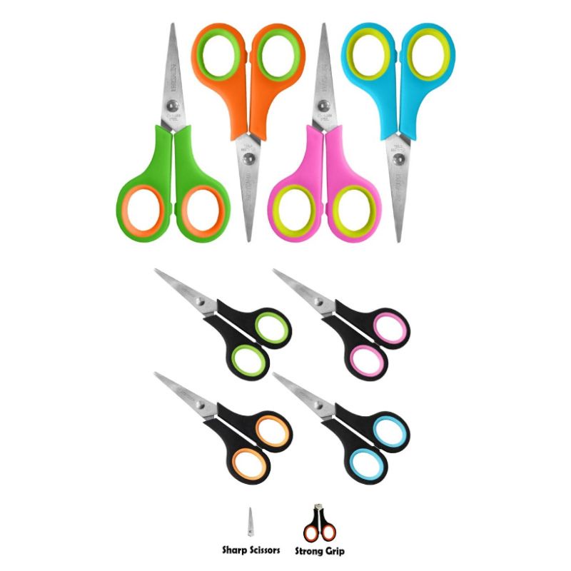 Jual Sta320 Gunting Kertas Kecil Hitam Warna Neon Scissors Tajam