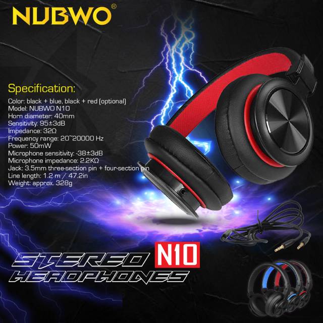 Jual NUBWO HEADPHONES GAMING N10 STEREO BASS GARANSI 1 TAHUN Shopee