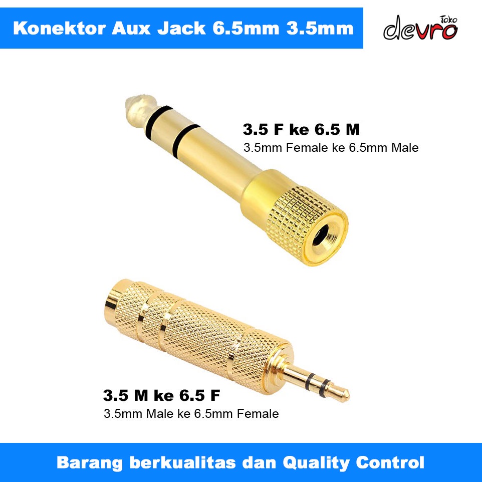 Jual Konektor Aux Jack 6.5mm ke 3.5mm Headphone Jack Adapter 3.5mm (1