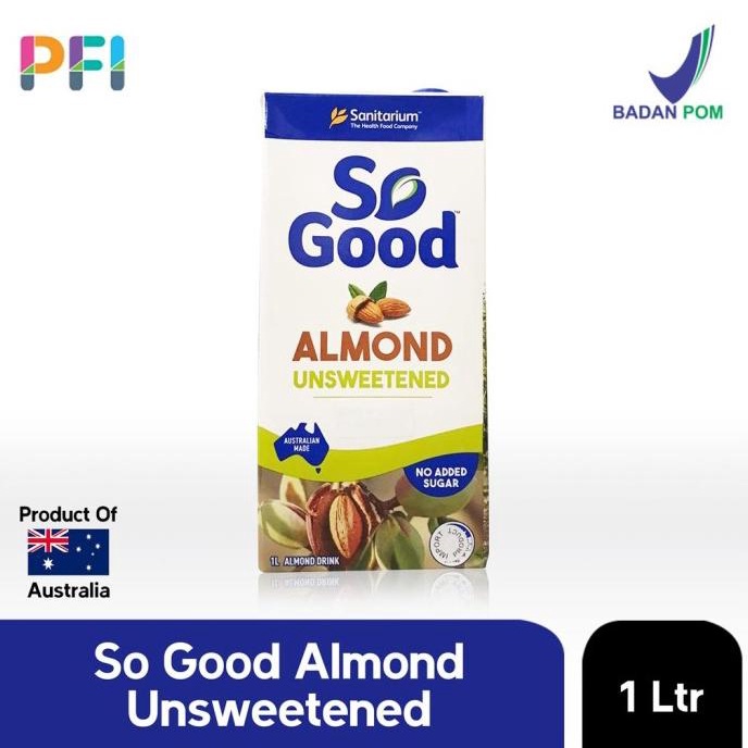 Jual So Good Almond Milk Unsweetened 1 Liter | Shopee Indonesia