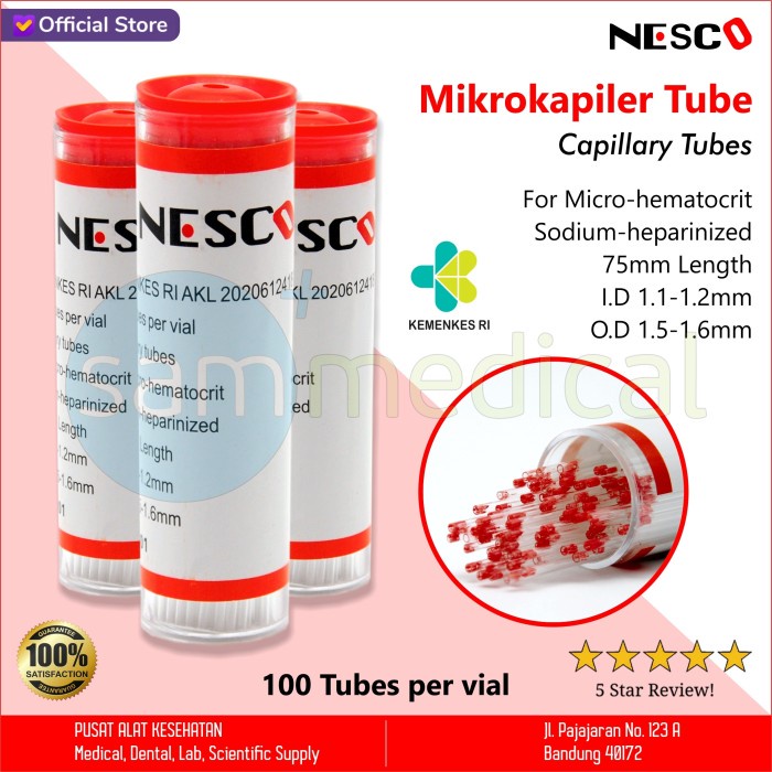Jual Nesco Mikrokapiler Tube Heparin Capillary Tubes Microhematocrit
