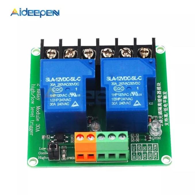 Jual Relay module Arduino 2ch 30A Input Bisa High dan Low Active ...