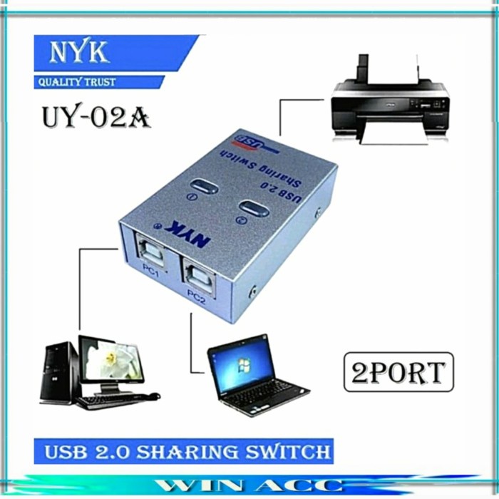 Jual Usb Sharing Switch 2Port / Usb Auto Data Switch Printer 2 Port ...