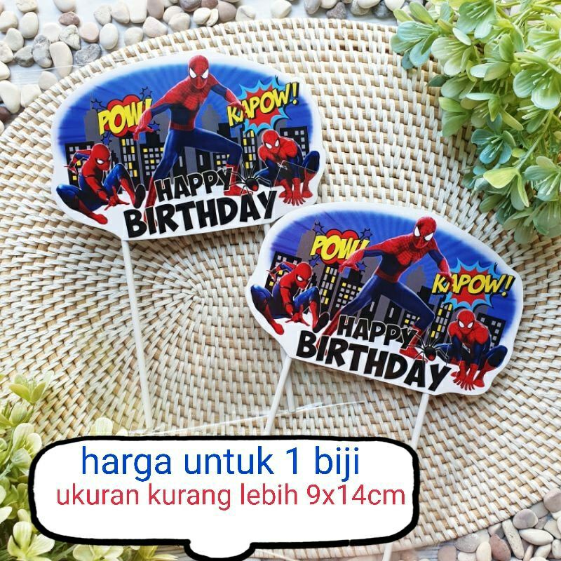 Jual cake topper tunggal hiasan kue ulang tahun karakter Spiderman