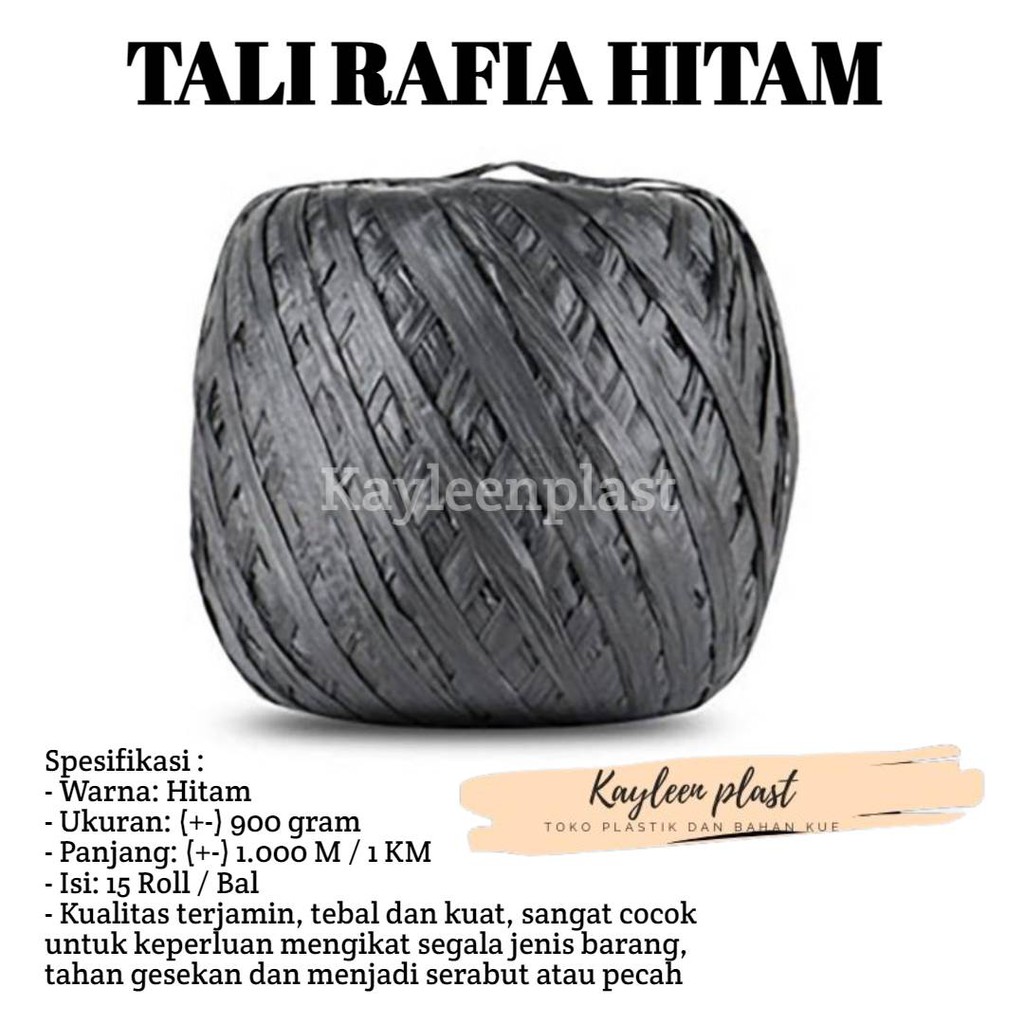 Jual Tali Plastik / Tali Rafia Hitam Serbaguna 900 gram | Shopee Indonesia