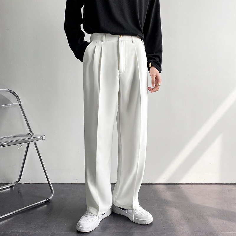 Casual Solid High Waist Loose Suit Pants