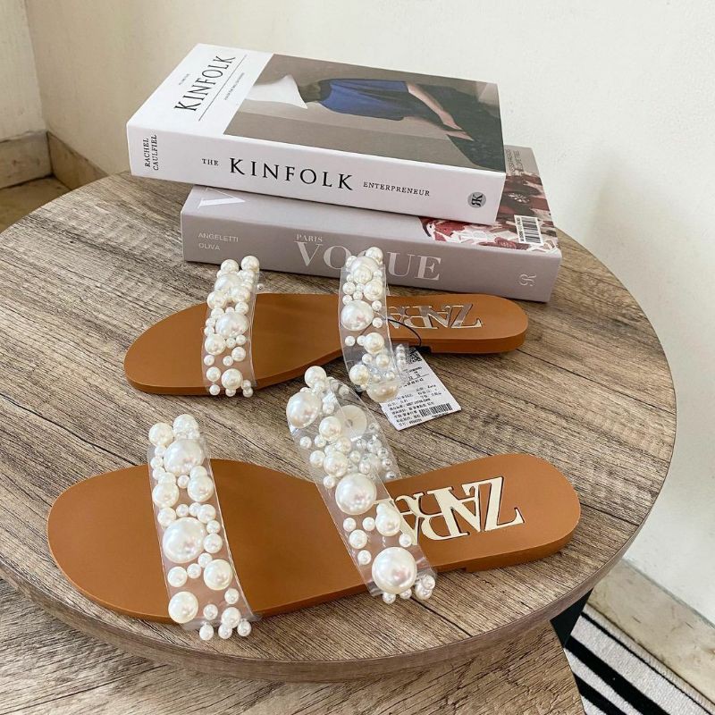 Jual ZR Pearl Flat Double Strap Sandal ZR 285 Shopee Indonesia