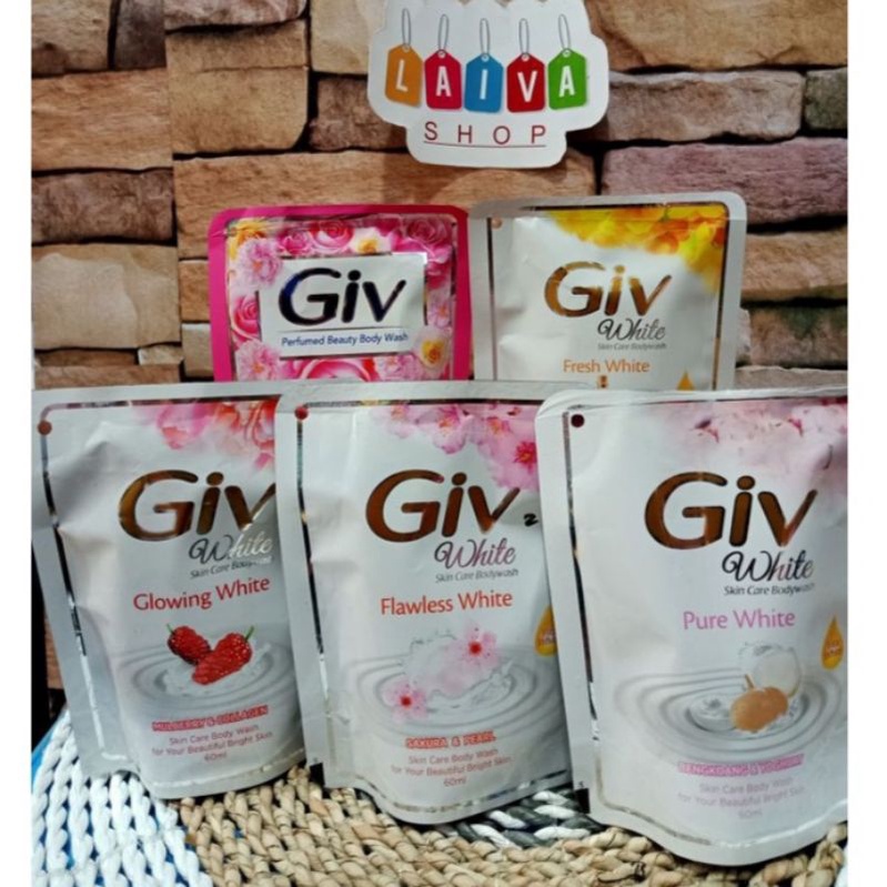 Jual (PAKET 6 BIJI) Sabun Cair Giv Skin Care Body Wash 60ml (kecil ...