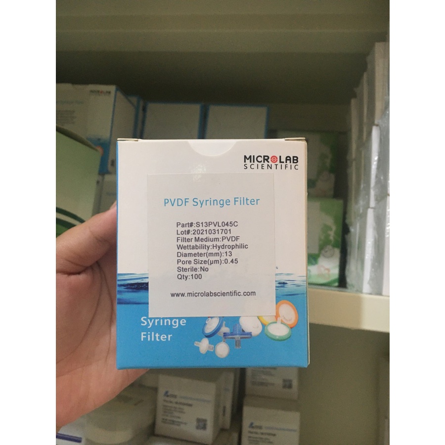 Jual PVDF Hydrophilic Syringe Filter 13mm Pori 0.45um Brand Microlab ...