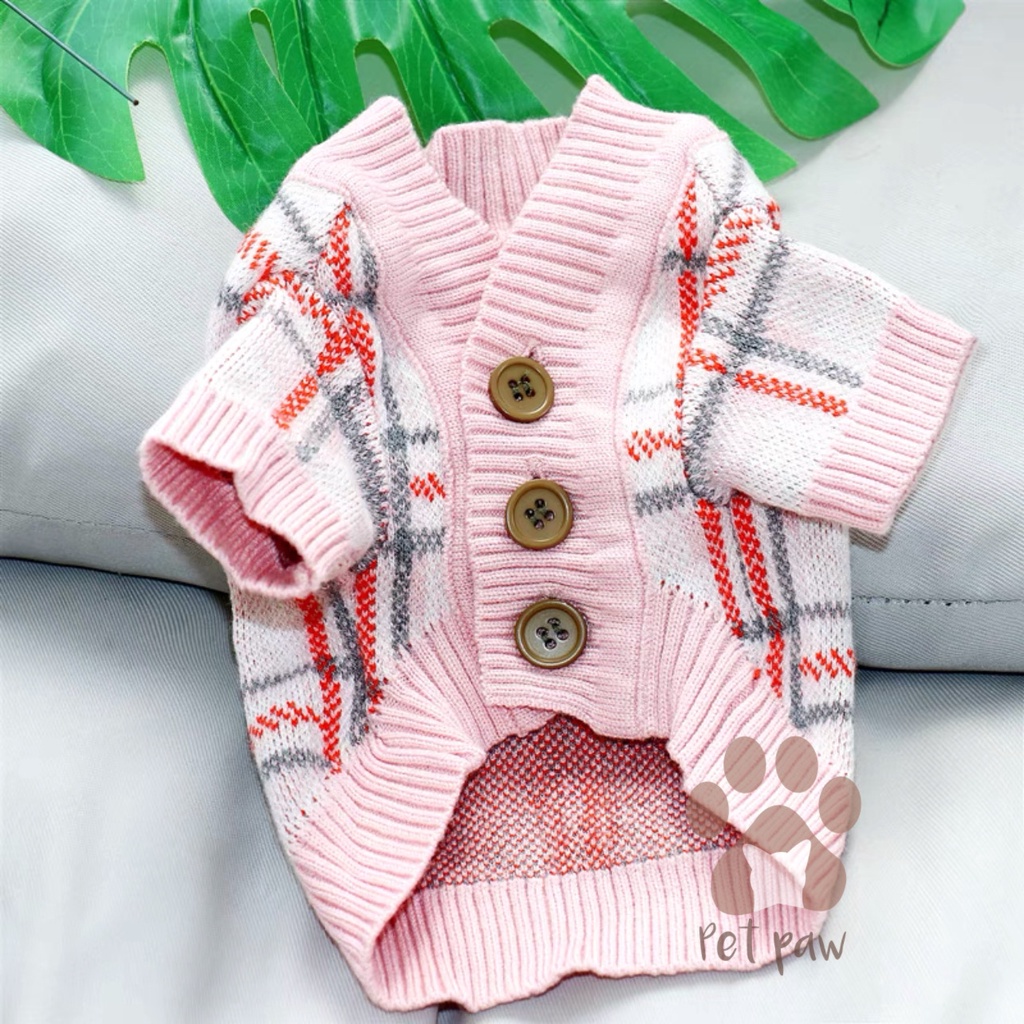 Jual Petpaw Baju Anjing Kucing Cardigan Square Pattern Outer Jacket ...