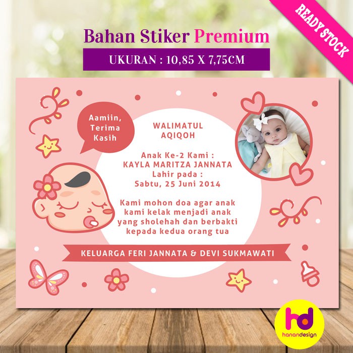 Jual Stiker Aqiqah Bayi Label Syukuran Anak Perempuan Laki-Laki Custom ...