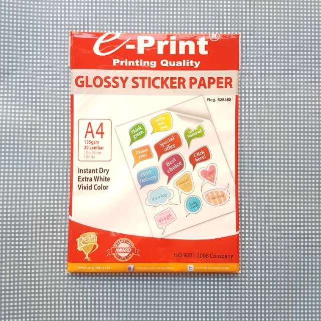 Jual Kertas Sticker Glossy E Print 135 Gsm A4 Shopee Indonesia