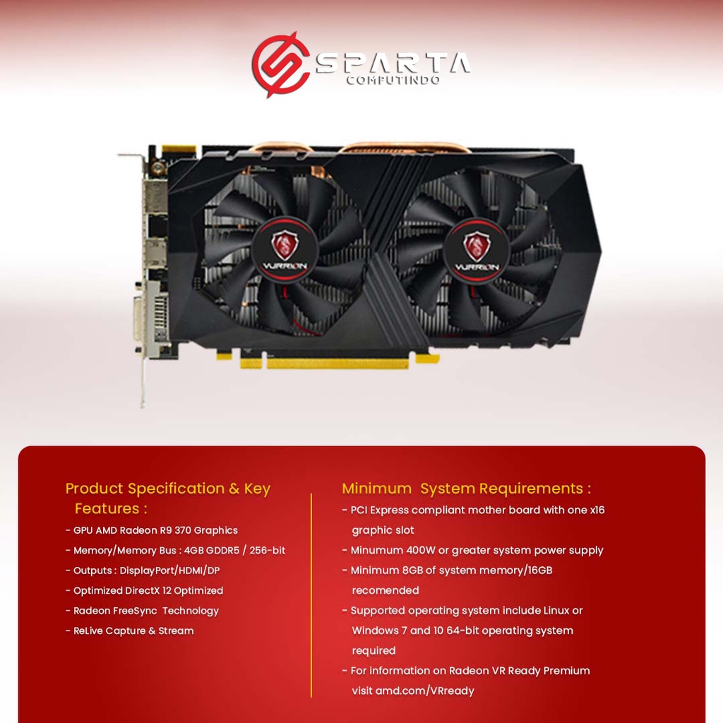 Jual VGA Card AMD Radeon R9 370 4GB GDDR5 256 Bit Vurrion New Garansi ...