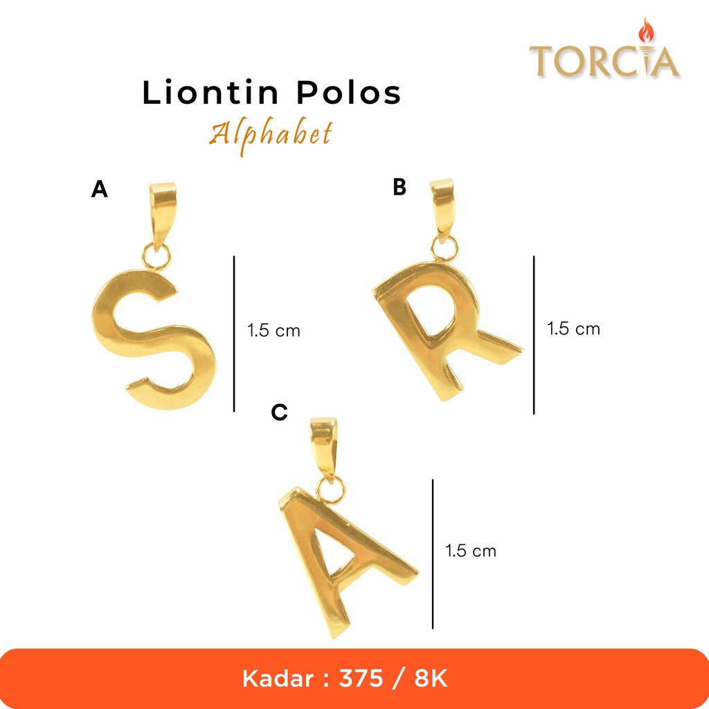 Jual Liontin Emas Asli Polos Alphabet Huruf Inisial Kadar 375 Torcia ...