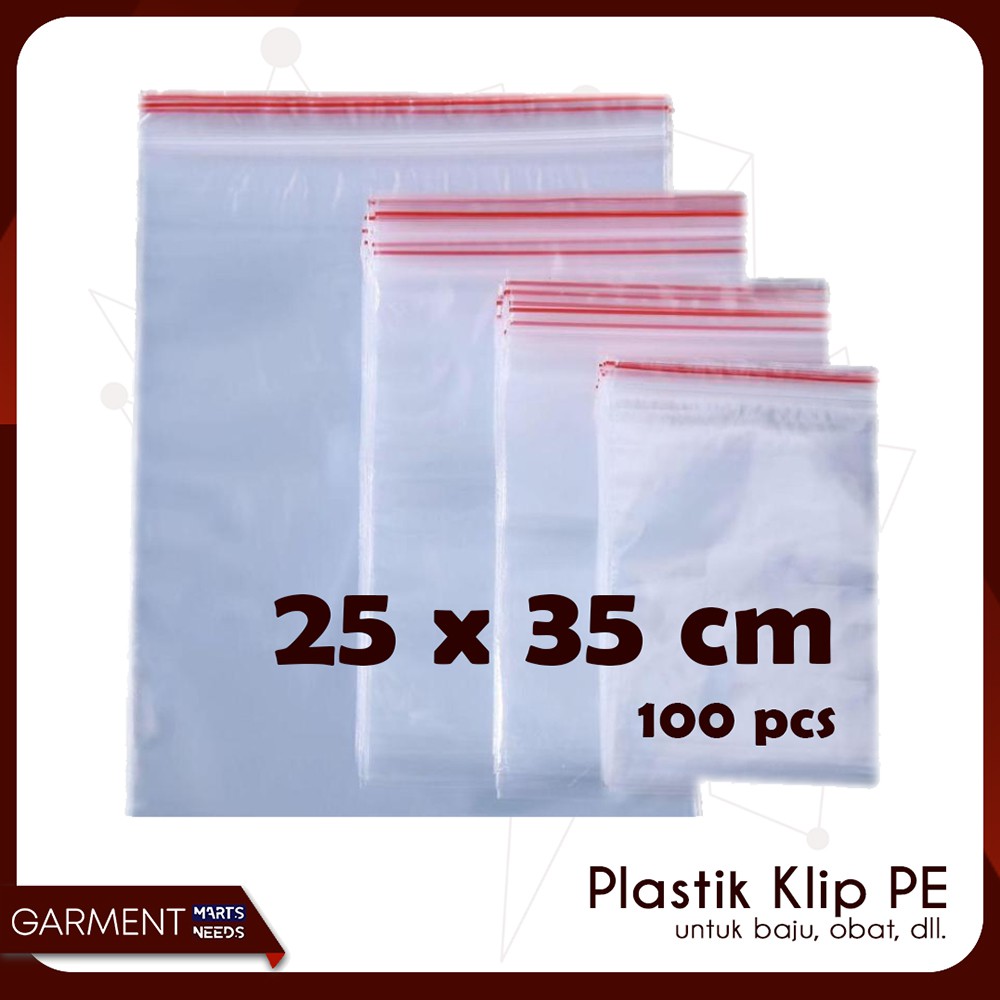 Jual Plastik Klip Ukuran 25 X 35 Cm100pcs Ziplock Bag Zipper Obat Pe Baju Shopee Indonesia 