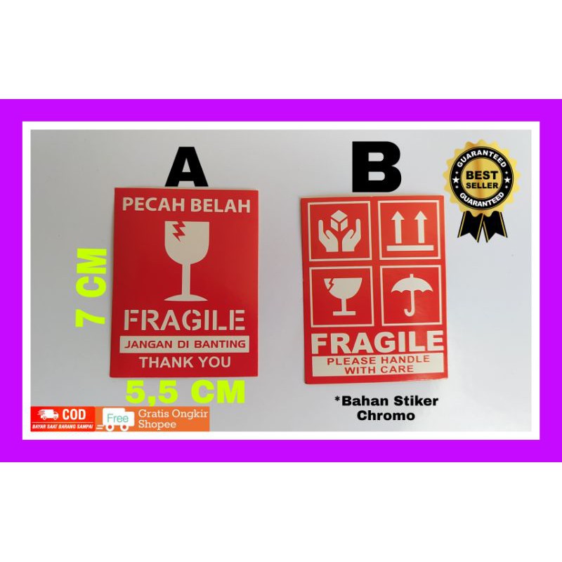 Jual Stiker Fragile Stiker Jangan Di Banting Stiker Pecah Belah Label Fragile Sticker