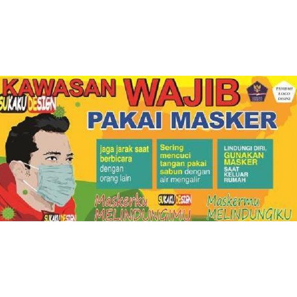 Jual Banner Spanduk Kawasan Wajib Pakai Masker 2x1 Meter Shopee Indonesia 6690