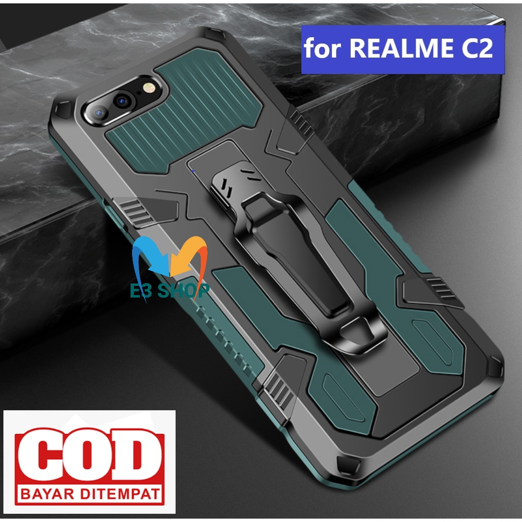 Jual Case hp REALME C2 CASING STANDING BACK KLIP HARD CASE ROBOT
