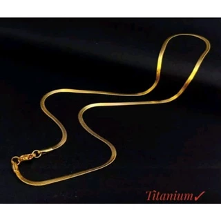 Hyl Jewelry 252N Kalung Titanium Model Casandra Pipih Untuk Pria Dan Wanita