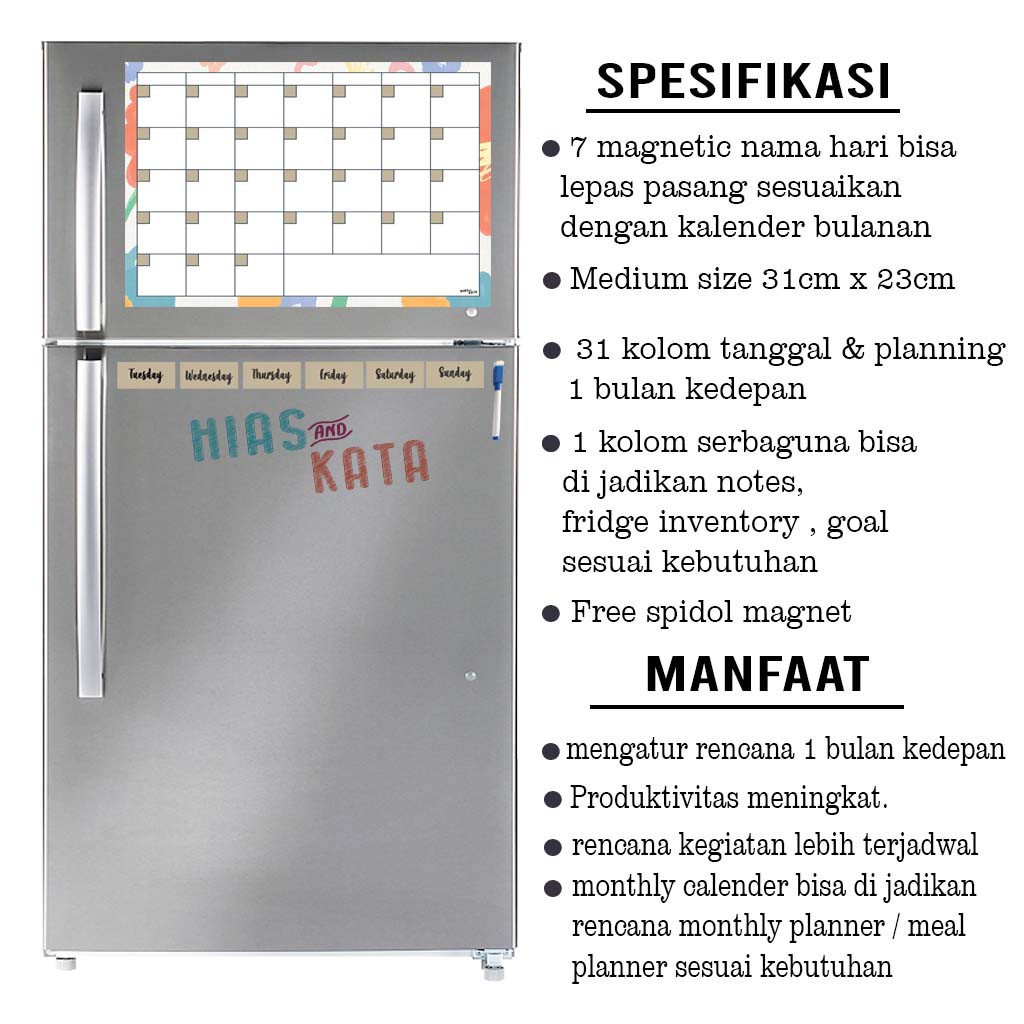 Jual magnetic planner monthly calender Flexible monthly planner with ...