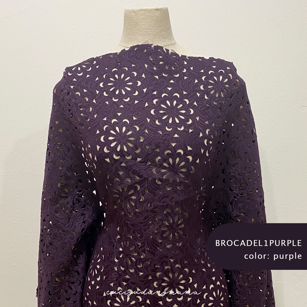 Jual Kain Brokat / Warna Ungu Purple / Lace / Brukat / Kain Kebaya