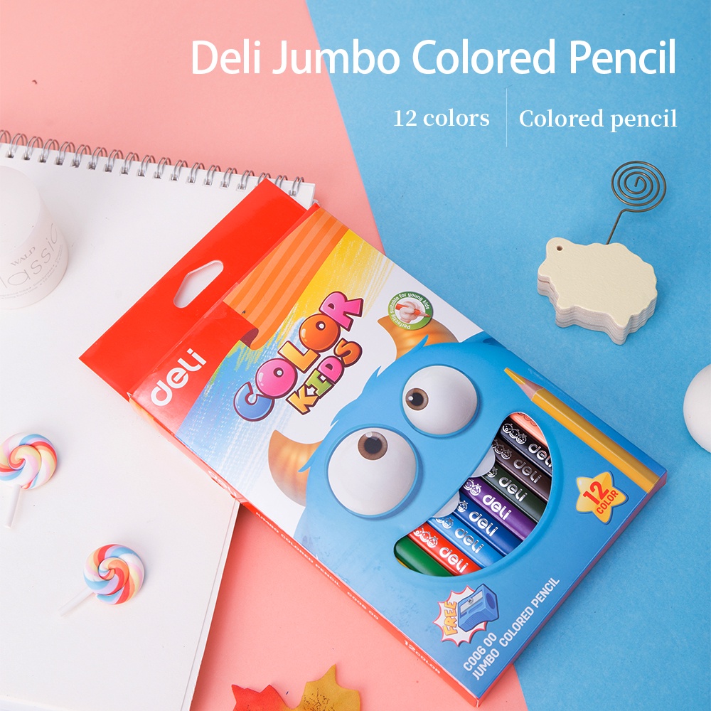 Deli Colour Kids 12 Jumbo Colour Pencils EC00600