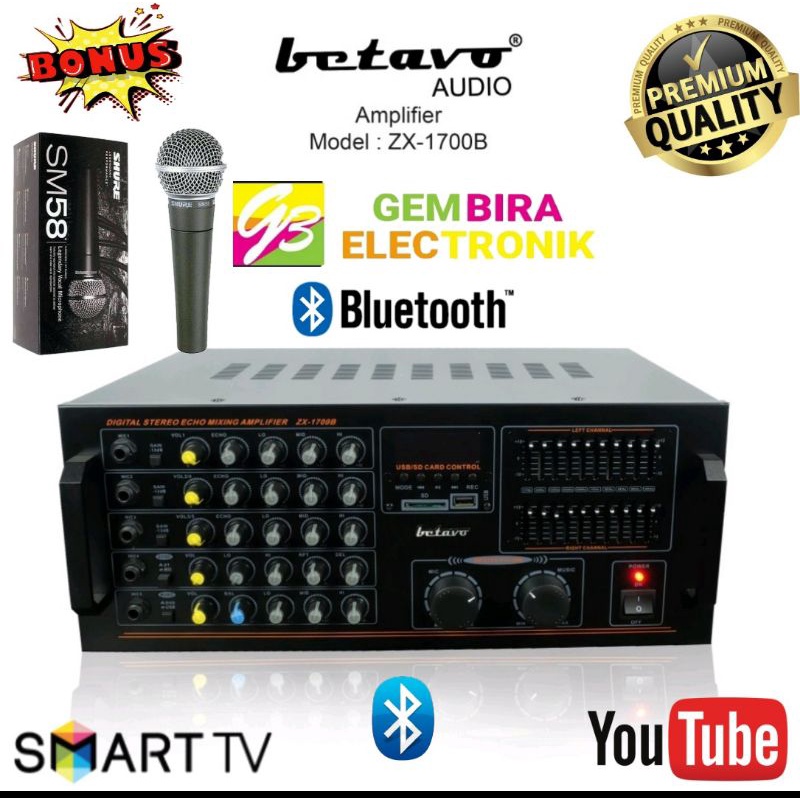 Jual AMPLI BETAVO ZX 1700 B PROFESSIONAL AMPLIFIER BLUETOOTH ORIGINAL ...