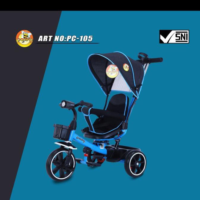 Jual Sepeda Roda Tiga Anak Pacific 105 Stroller Headlight Duduk