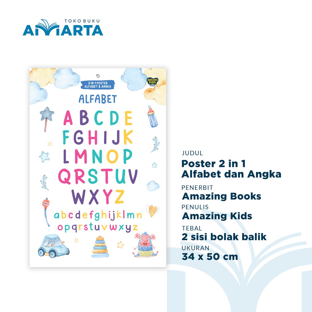 Jual Poster Edukasi Anak Alfabet Dan Angka (2 In 1 Poster) | Shopee ...