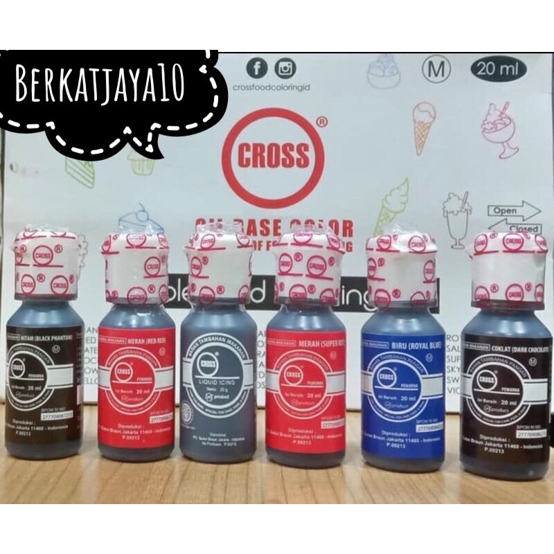 Jual Pewarna Makanan CROSS Food Coloring PREMIUM Oil Based Color 20 Ml ...