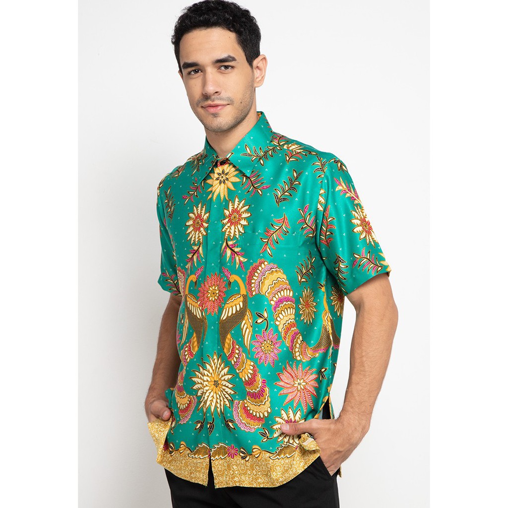 Adikusuma Hem Batik Lengan Pendek Daun Isi