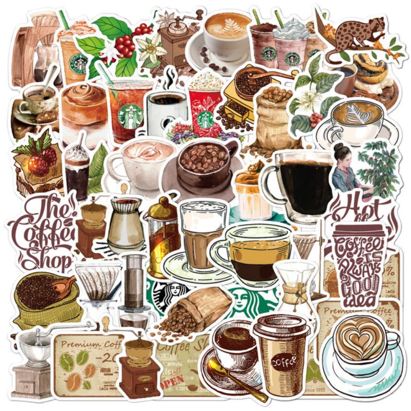Jual Stiker Aesthetic Kopi Pack Style 260406 | Shopee Indonesia