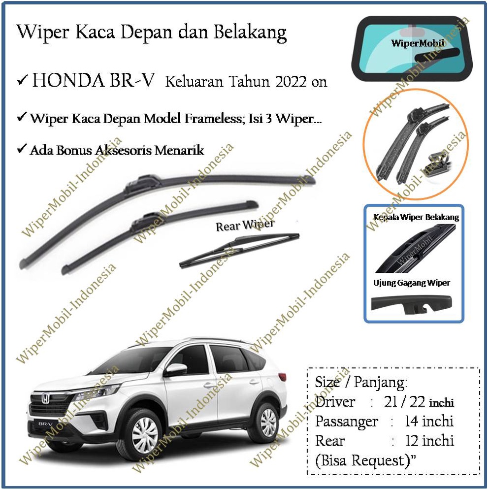 Jual Wiper Frameless Kaca Depan Belakang Honda Brv Br V Br V 2022 2023 2024 2025 Shopee Indonesia