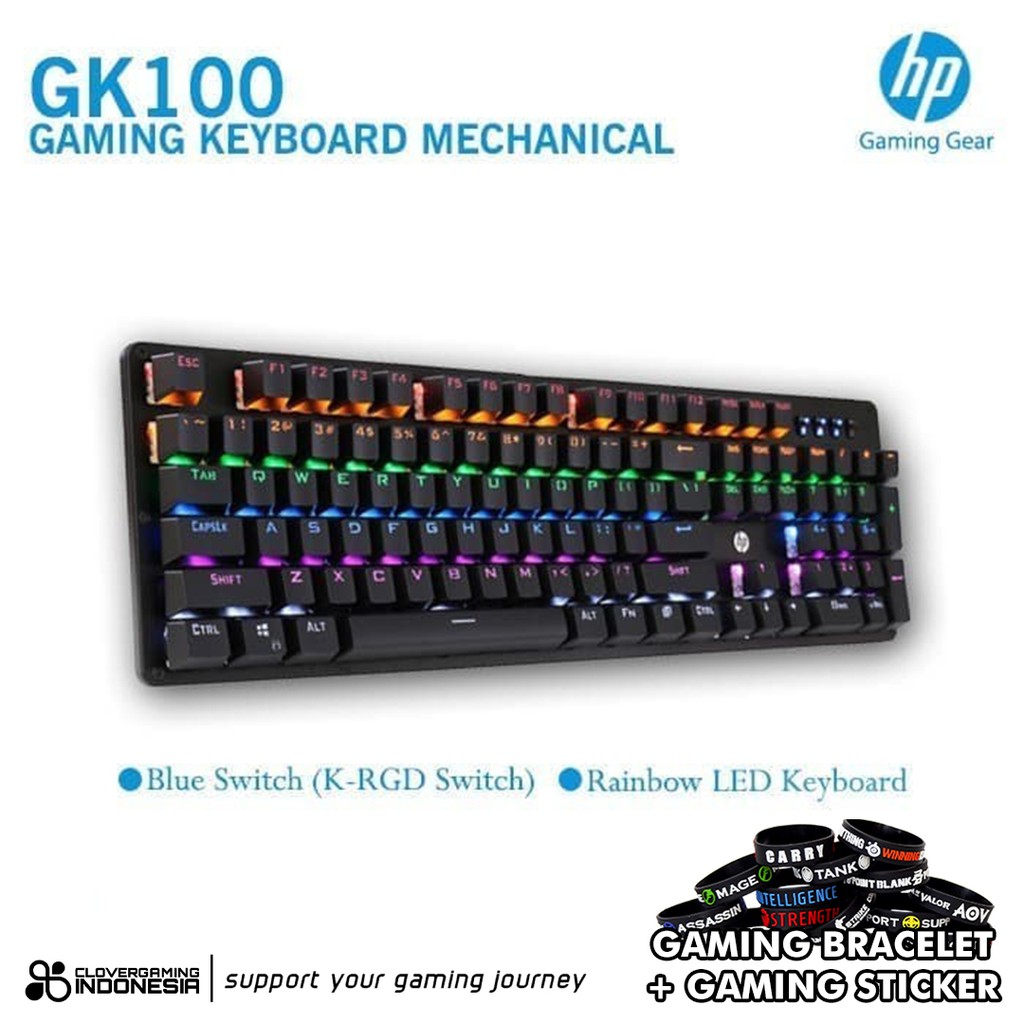Jual HP GK100 Gaming Mechanical Keyboard LED - GK-100 GK 100 | Shopee ...