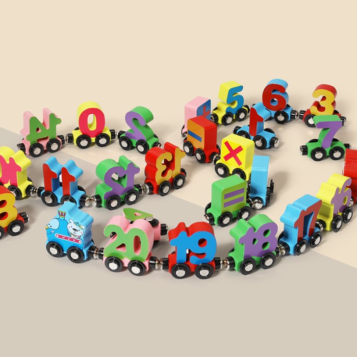 Jual mainan/ magnetic alphabeth number trains set - kereta huruf nomor ...