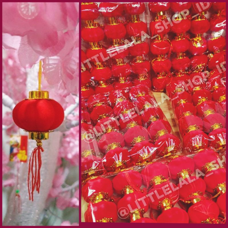 Jual Lampion hiasan imlek/dekorasi pohon meihua bahan beludru/lampion ...