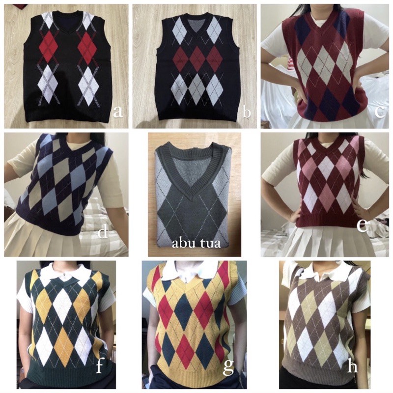 Jual PREMIUM ARGYLE PATTERN VEST / ROMPI KNIT | Shopee Indonesia