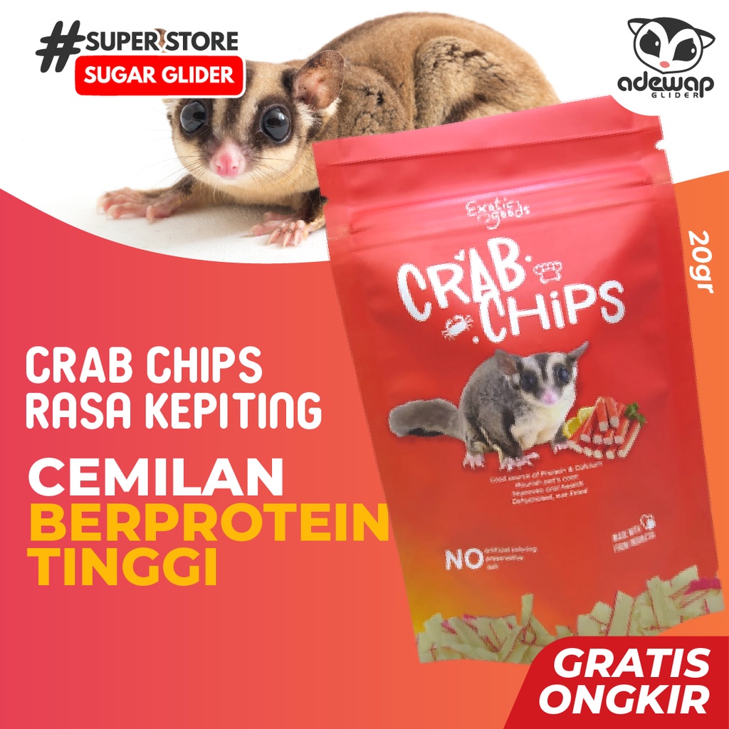 Jual Crab Chips 20gr Camilan Protein Sugar Glider Hamster Snack