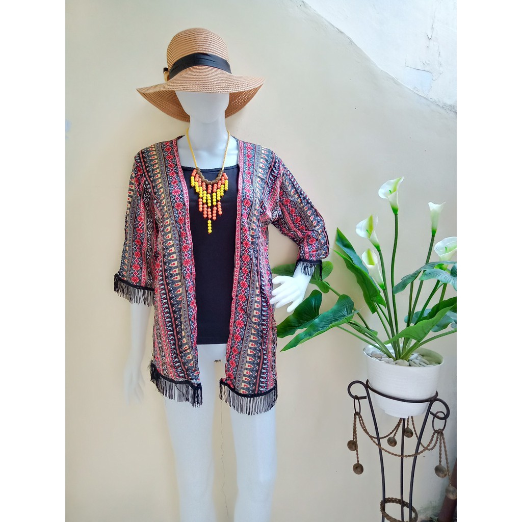 Jual CARDIGAN ETNIK RUMBAI khas BALI seri ke-4 (Real Foto) | Shopee ...