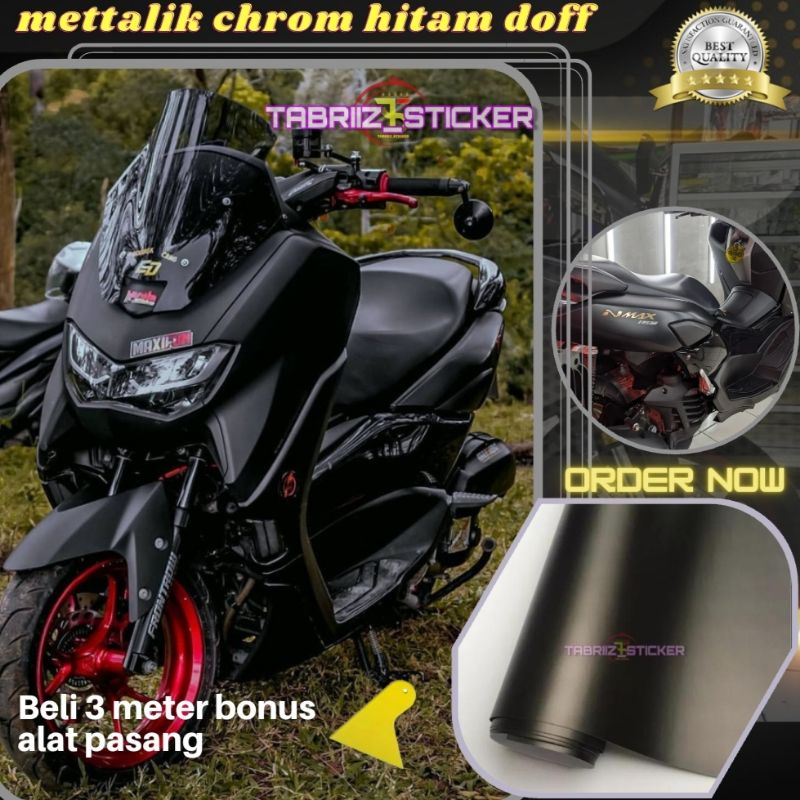 Jual Stiker skotlet metalik krom hitam tua doff Sticker Scotlite motor